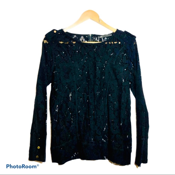 🌟BATIK LACE BLACK LONG SLEEVES BLOUSE - Picture 1 of 4